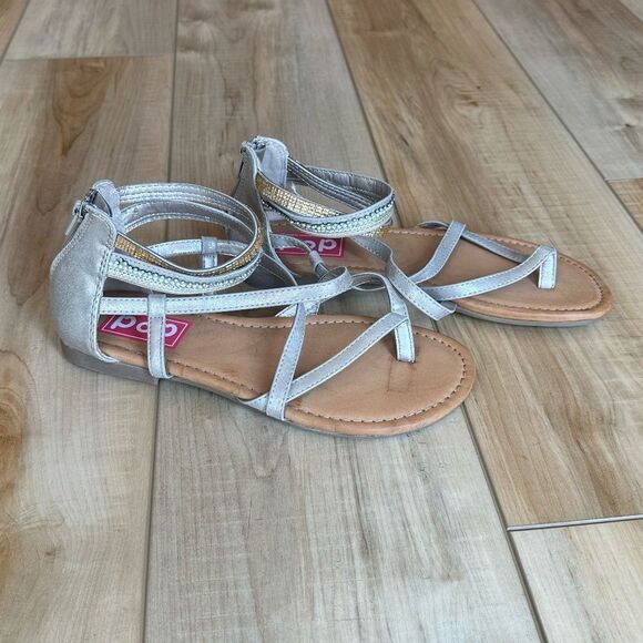 EDL Presents Pop Eiffel Antique Gold Embellished Strappy Sandal Size 8 1/2 - Picture 3 of 15